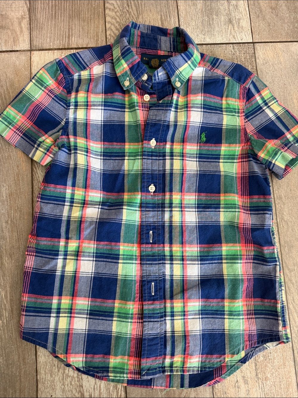 Polo by Ralph Lauren Short-Sleeve Plaid Button-Down Shirt - Navy, Green & Red